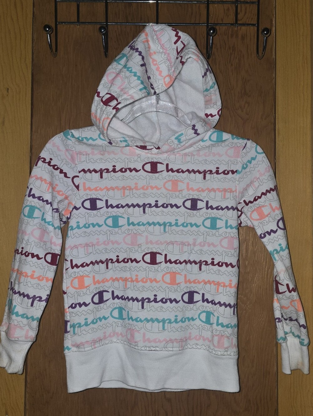 Champion All Over Print 5T little girls white hoodie sweatshirt